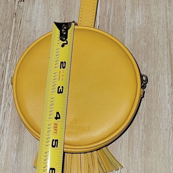 Breitling Travel Watch Case Bag Pouch Yellow Leather Round Wristlet Fringe - Picture 11 of 12